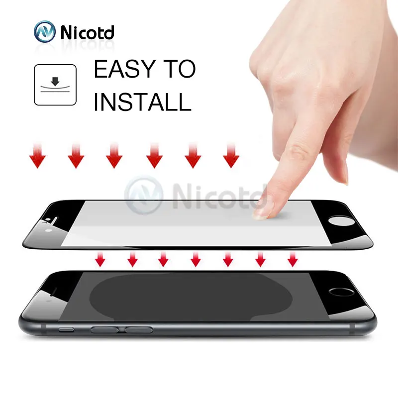 9H 2.5D Front Full Cover Tempered Glass For iPhone 6 6s plus Screen Protector Film For iphone 8 7 plus film case black white