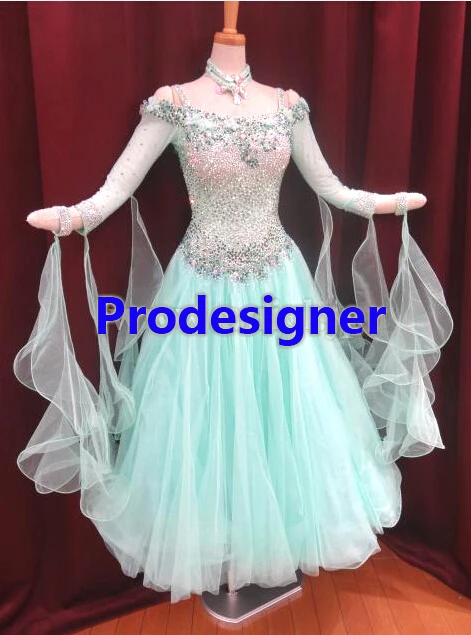 

2016New Competition Slik organza ballroom Standard dance dress,juvenile dance clothing,stage ballroom dress