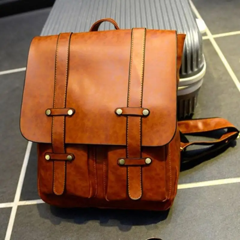 

Luxury Women Men PU Leather Backpack Solid Color School Bags for College Students Teenage Boys and Girls Backpack School Bookbag