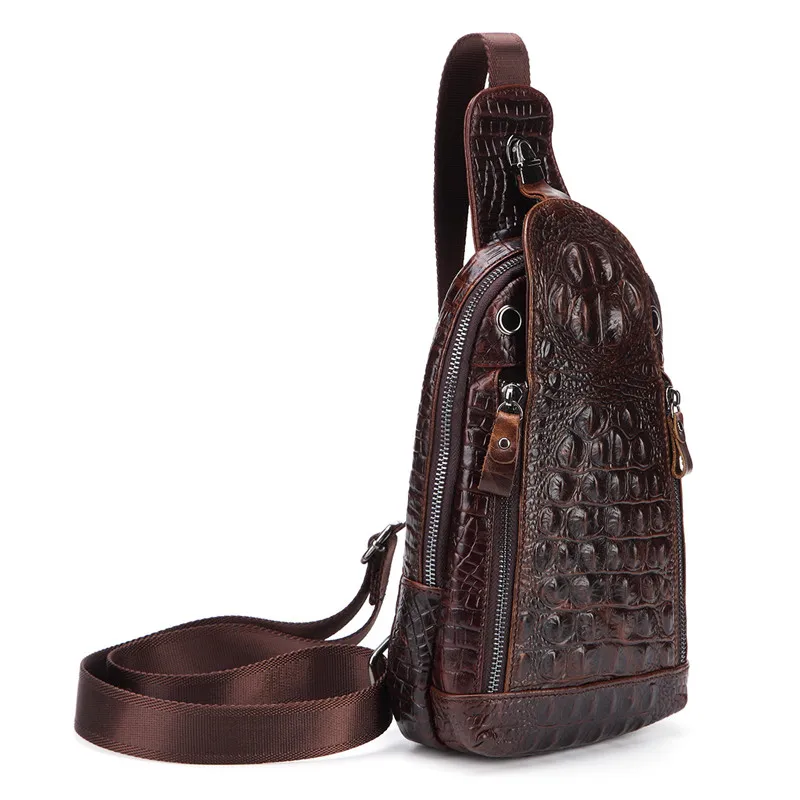 

Nesitu High Quality Vintage Coffee Genuine leather Men Chest Bags Cow Leather Men Messenger Bags Cowhide #M1313