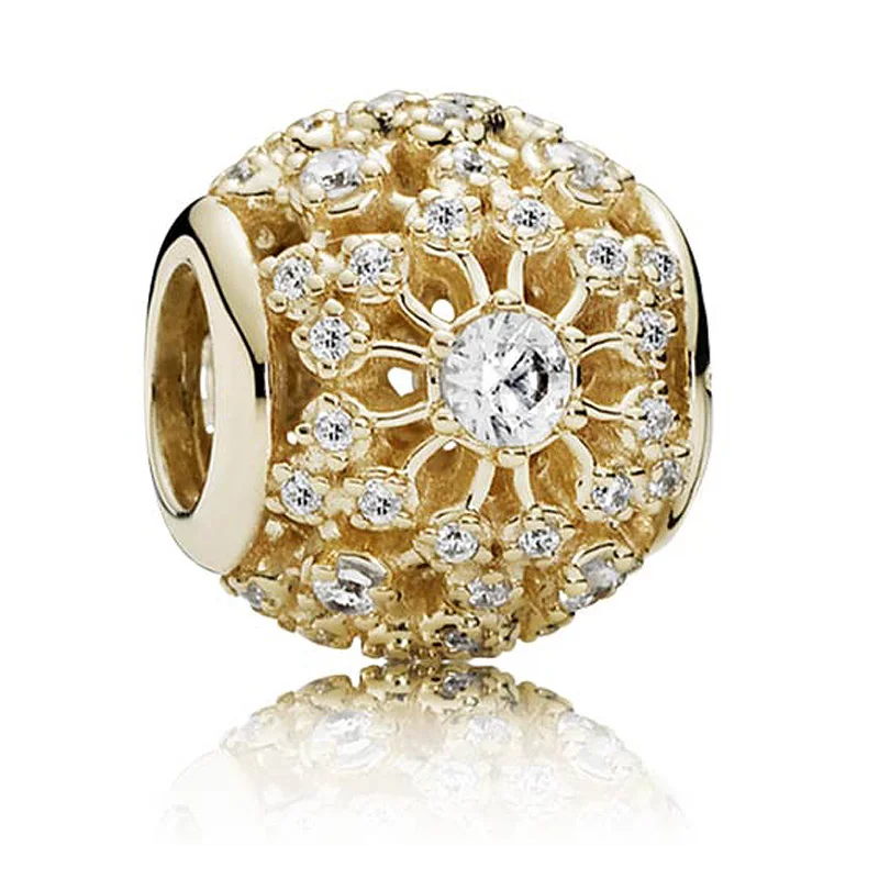 

Authentic 925 Sterling Silver Bead Charm Openwork Gold Color Inner Radiance Beads Fit Pandora Bracelet Bangle Diy Jewelry
