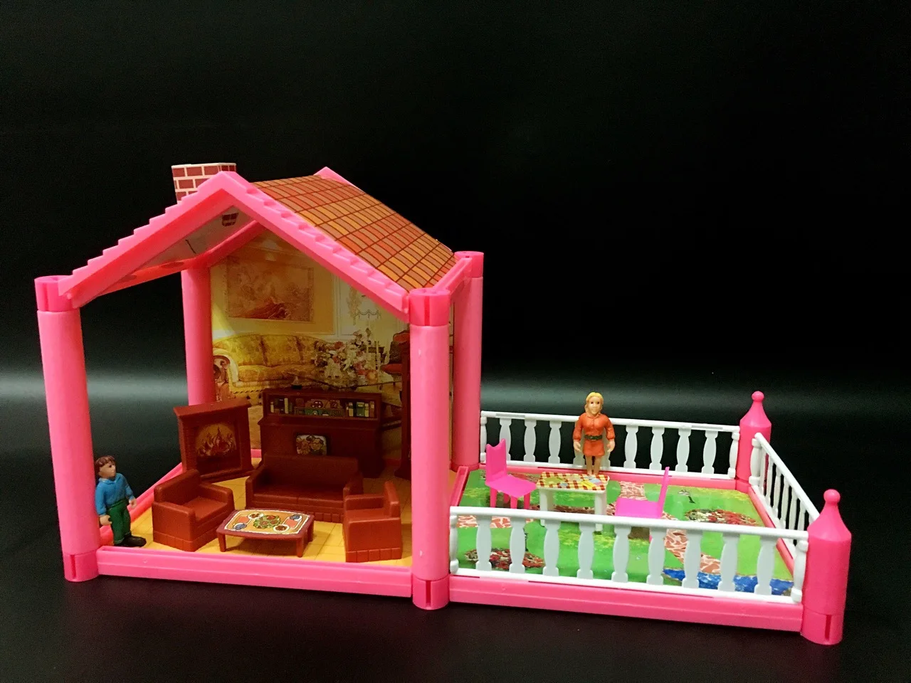 Diy кукольный домик, мебель, пластиковая кровать для машины, человек, детский Миниатюрный стол, кукольный дом, развивающие игрушки, розовый большой кукольный дом, модельный комплект