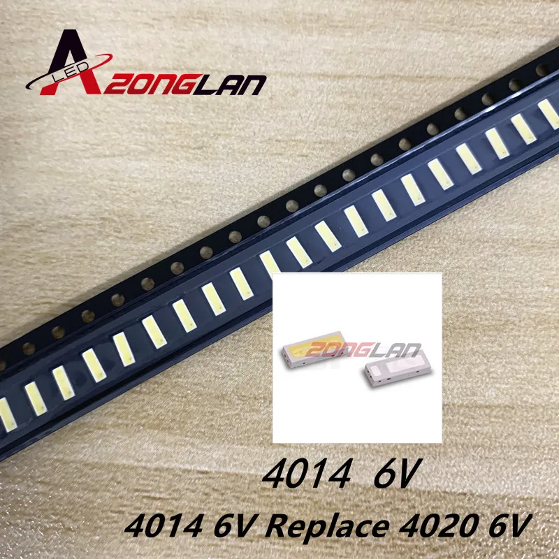 200 шт./лот 4014 4020 emc CHIP 2 SMD LED бусины холодный белый 1 Вт 6 в 150 мА для ТВ/ЖК подсветки