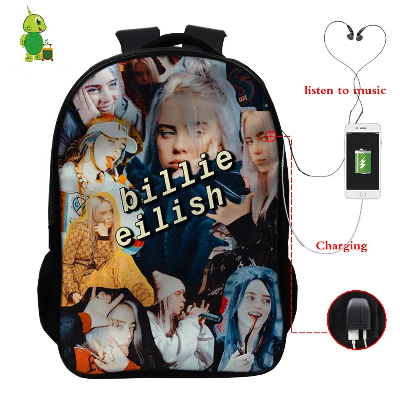 

Hip Hop Billie Eilish Multifunction Backpack Women Men USB Charge Laptop Backpack School Bag for Teenage Boys Girls Travel Bags