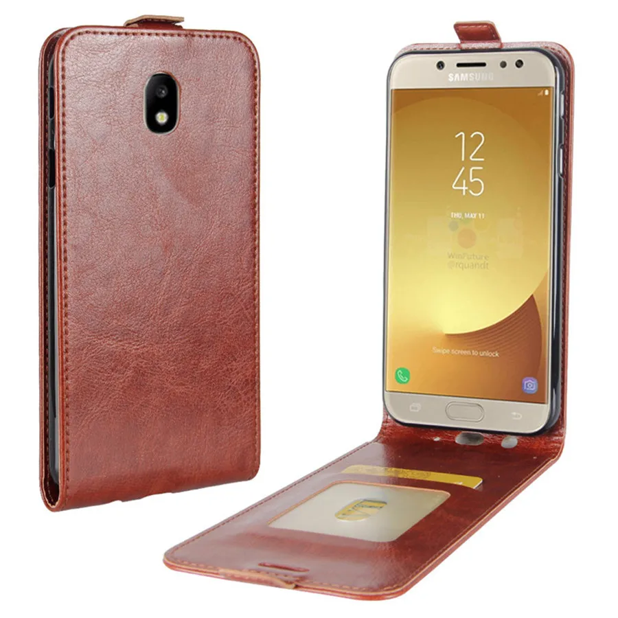 JFVNSUN для Samsung J7 2017 J730 чехол Ретро кожа + силиконовый слот карт Вертикальный флип