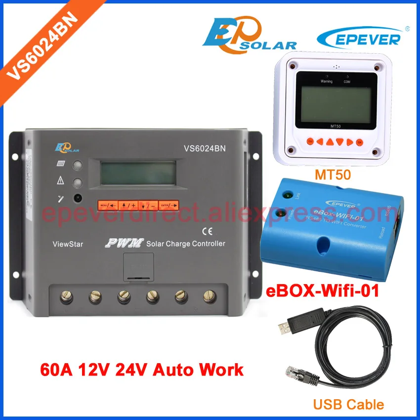 

wifi adapter for mobile phone APP use PWM solar 60A 24V panels system controller work EPEVER VS6024BN USB cable and MT50