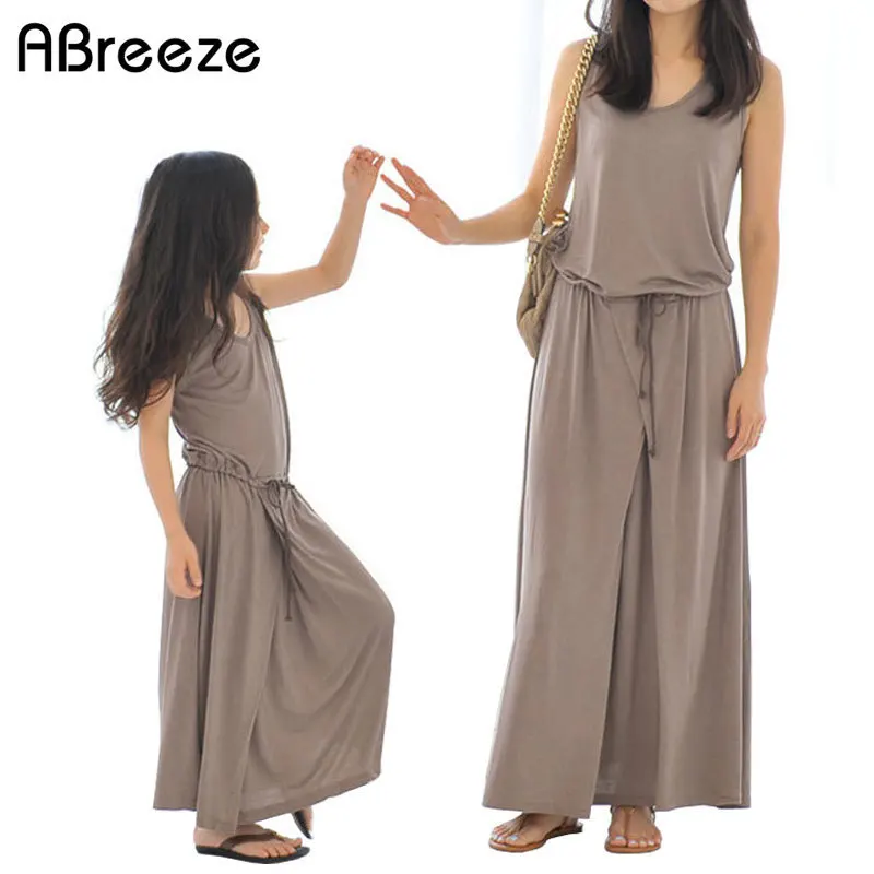 

2018 summer style mother daughter dresses cotton fashion long dresses mom and daughter dress retail family clothing