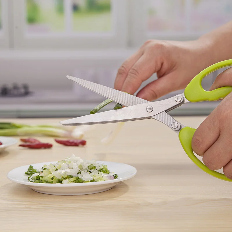 Kitchen scissors cut green onion cut stainless Steel Kitchen Knives 5 Layers, stainless steel scissors cook