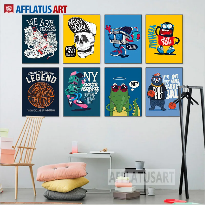

Hip-hop Robot Creative Graffiti Wall Art Canvas Painting Posters And Prints Animals Wall Pictures For Kids Room Bedroom Decor