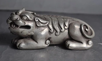 

china feng shui silver evil spirits Brave troops Pixiu foo dog lion beast statue