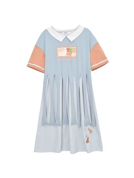 

Japanese Women's Harajuku Short-sleeved Sweet Loose Short-sleeved Dress 2019 Summer New Mori Girl College Elegant Sweet Dress