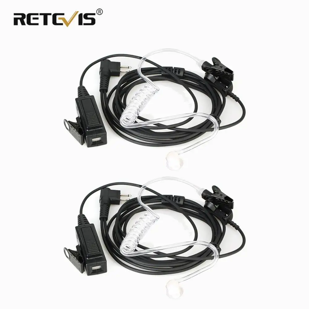 RETEVIS EA100M Walkie Talkie Headset 2PCS 2 Pin M Plug MIC Covert Acoustic Tube Earpiece For Motorola CP040 EP450 GP300 PRO1150