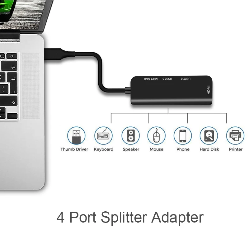 Разветвитель KEBIDU с 4 портами usb 3 0 2 type c для клавиатуры принтера телефона жесткого