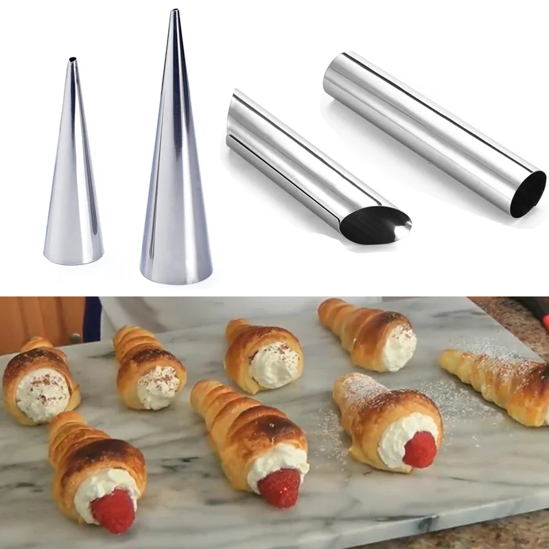 

1pc Stainless Steel Baking Cones Spiral Croissant Tubes Horn Bread Pastry Making Cake Mold Baking Supplies Bakeware