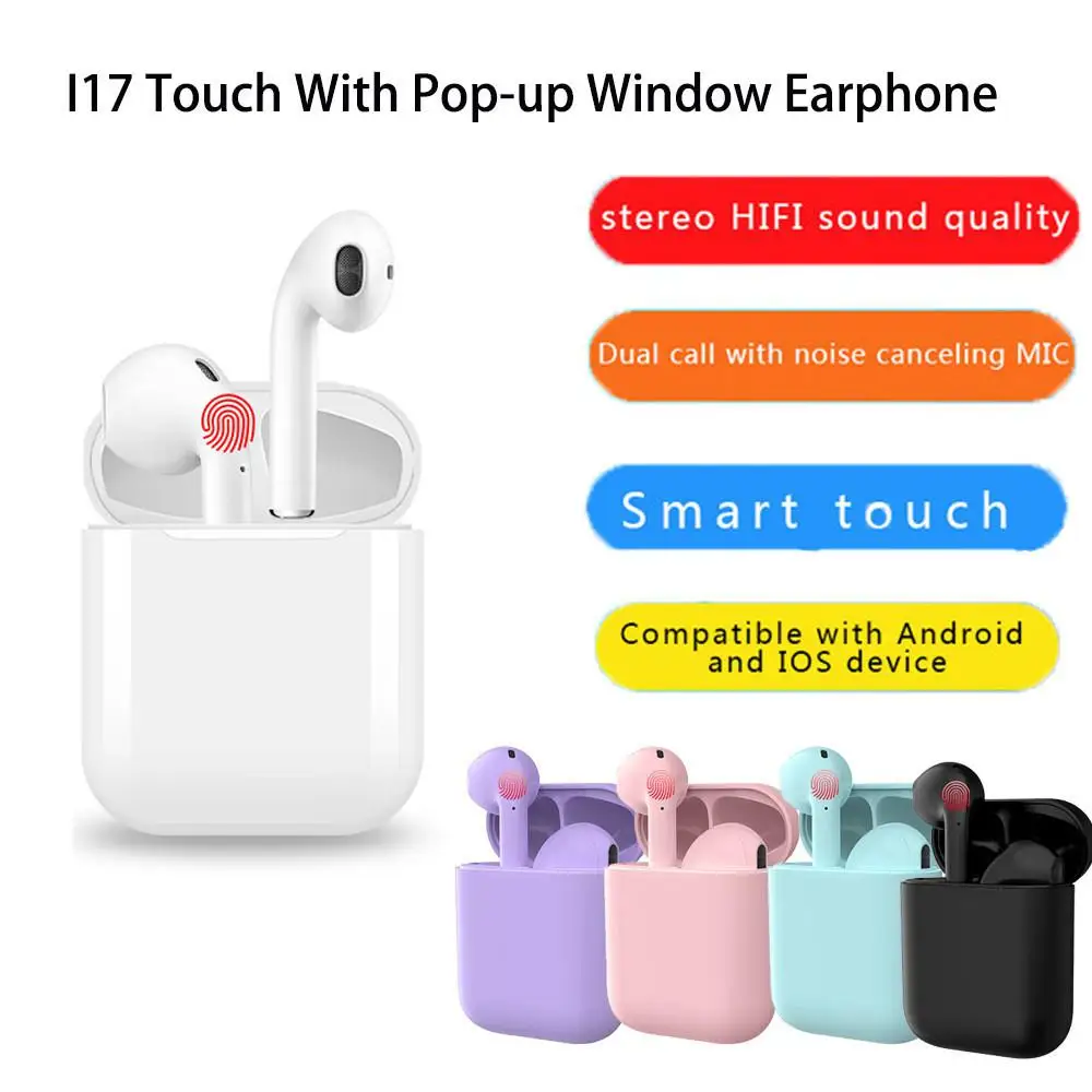 

i17 TWS 3D Stereo Touch Control Earphones Wireless Earbuds Sport Earphone Cordless with Charging Box for xiaomi Phone