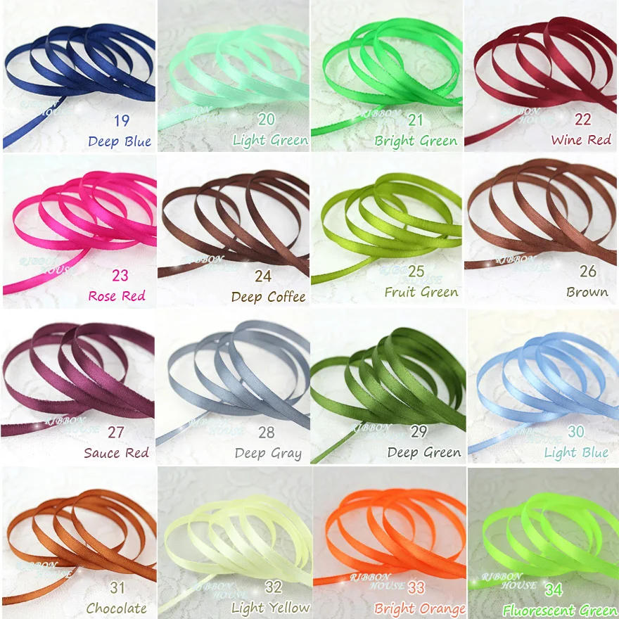 

(25 yards/roll ) 6mm Single Face Satin Ribbon Wholesale Gift Packing Ribbons