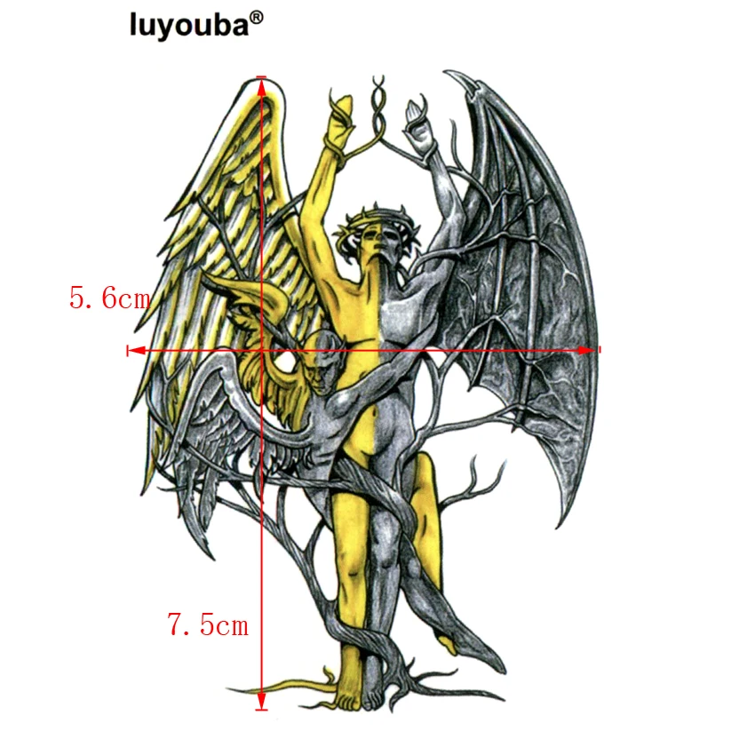 Ангел и дьявол водонепроницаемый временные татуировки для мужчин красота татуировки рукава временные тату наклейки тела feminino