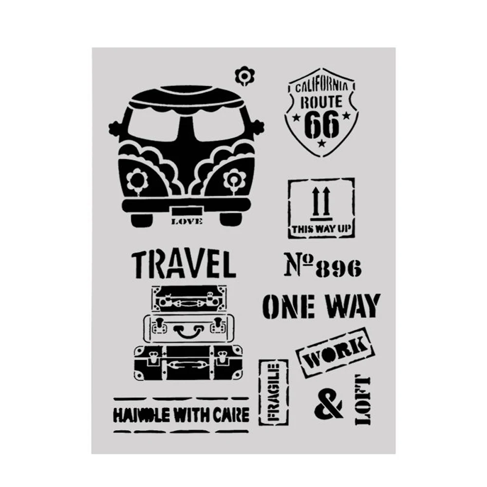 

DIY Craft Letter travel car Layering Stencils For Walls Painting Scrapbooking Stamping Stamp Album Decorative Embossing #13