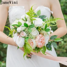 JaneVini Новые Западные Свадебные цветы Свадебные букеты романтические цвета слоновой кости розовые цветы Искусственные Шелковые Розы Свадебные аксессуары для невесты