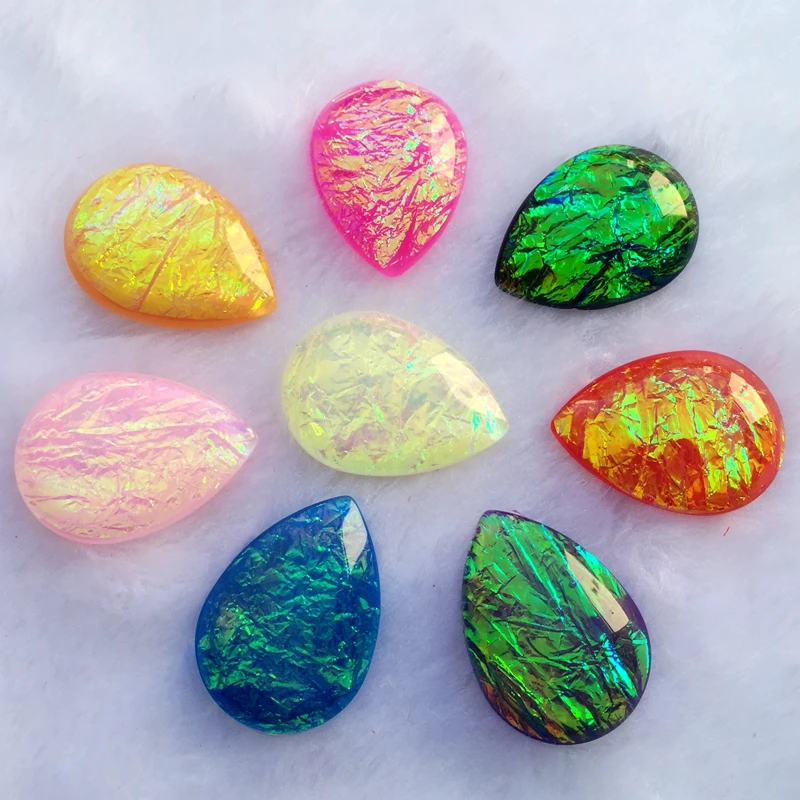 

60pcs 18*25mm Bling Resin Water drop Rhinestones DIY Flat Back buttons Crystal Strass -E75