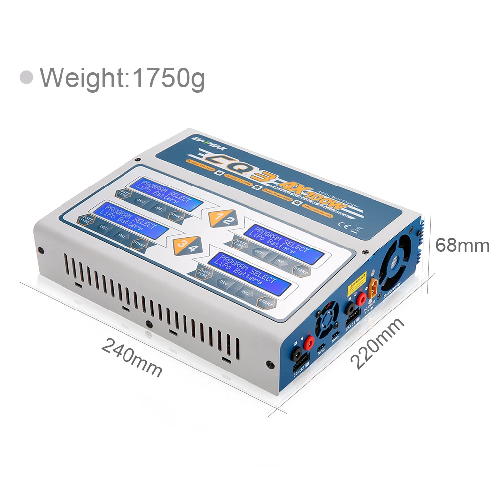 EV-PEAK CQ3 100 Вт 10A 1-6 S AC100-240V DC11.0V-18.0V баланс зарядное устройство с JST_XH плата адаптера для LiPo LiFe NiMH NiCd Батарея PB