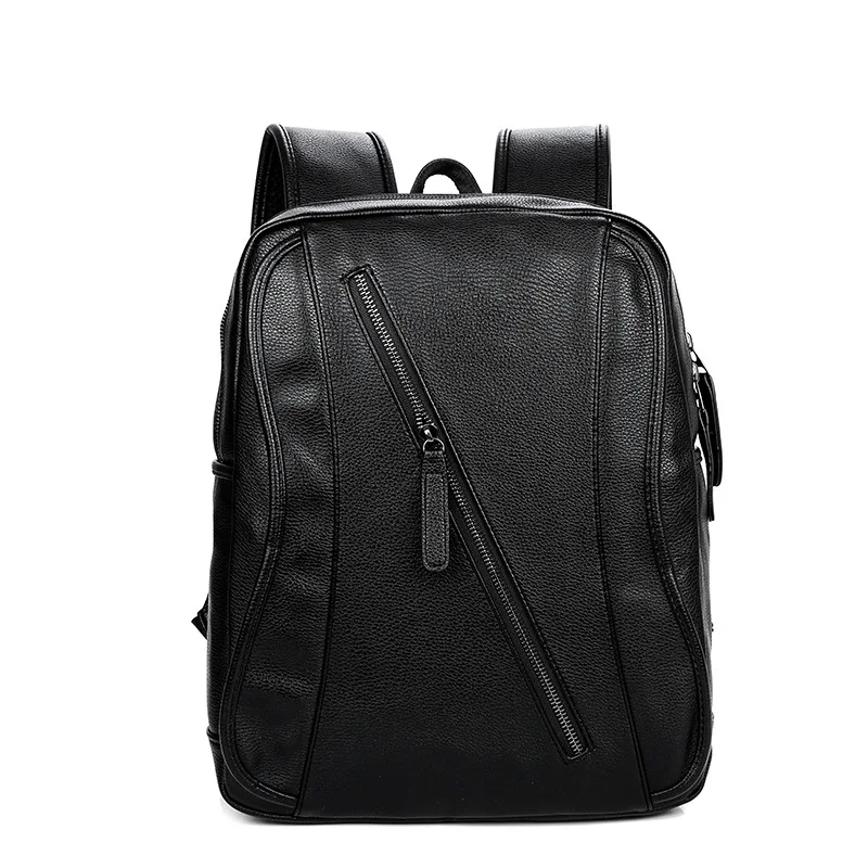 

Promotions Fashion Preppy Style Leather School Backpack Bag For College Simple Design Men Casual Daypack 2019 New High Quality