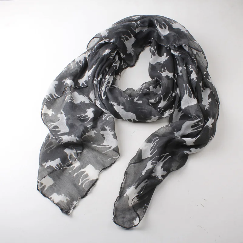Дизайн Мода животное Американский Лось печати шарф Горячая Распродажа Зимний шарф большой размер Вуаль шарф