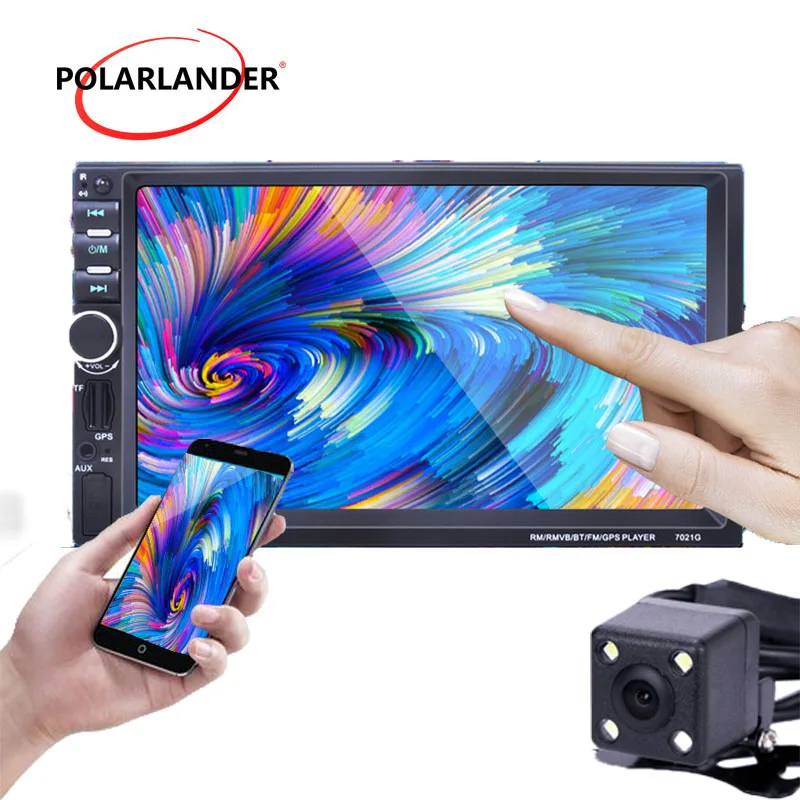 2 Din Mirror For Android Phone Bluetooth Car Radio With Rear View Camera 10 Languages MP5 Player 7 Inch Link Screen | Автомобили и