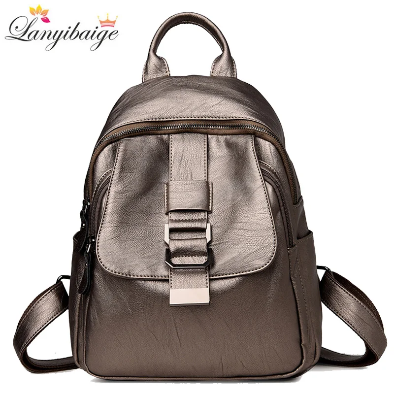 

2019 Women Backpack High Quality School Bag For Teenage Girls Leather Female Shoulder Bag Ladies Big Capacity Traveling Backpack