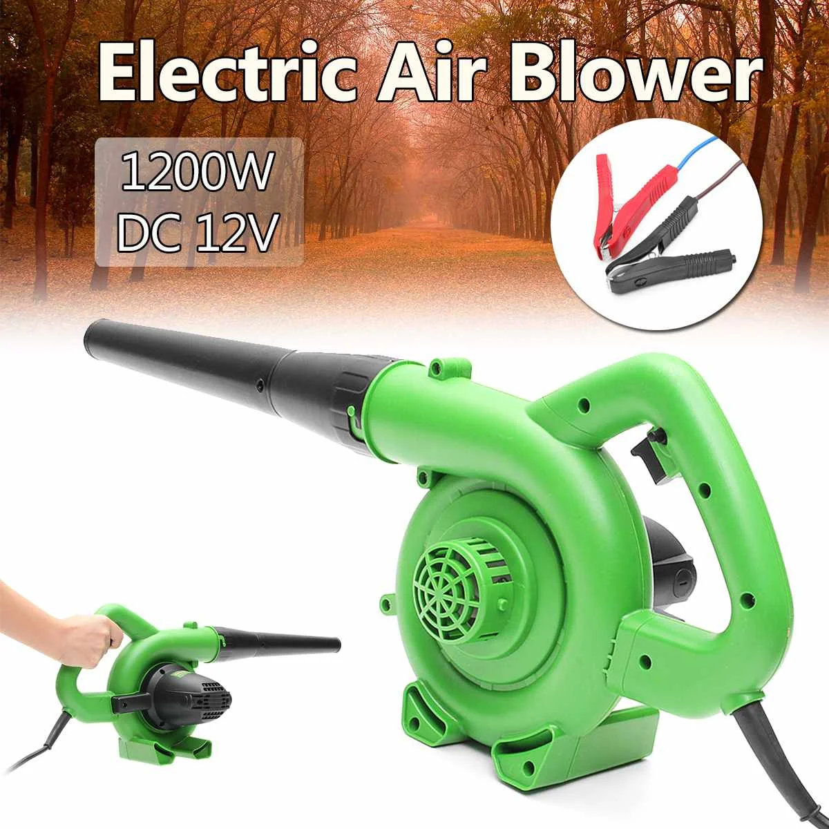 

Green Portable Electric Air Blower Handheld Garden Leaf Collector Car Computer Cleaner Dust Air Blower Collecting Machine 1200W