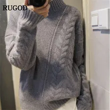 RUGOD винтажные Модные женские свитера с круглым вырезом, одноцветные повседневные женские пуловеры, вязаная Толстая теплая зимняя одежда, pull hiver femme