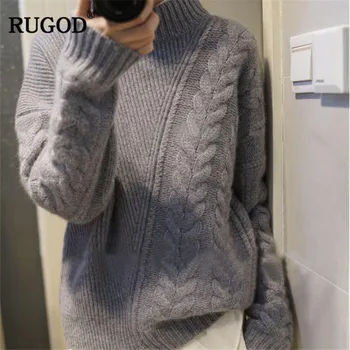 

RUGOD Vintage Fashion Women Sweaters O-Neck Solid Casual Women Pullovers Knitted Thick Warm Winter Clothes pull hiver femme 2018