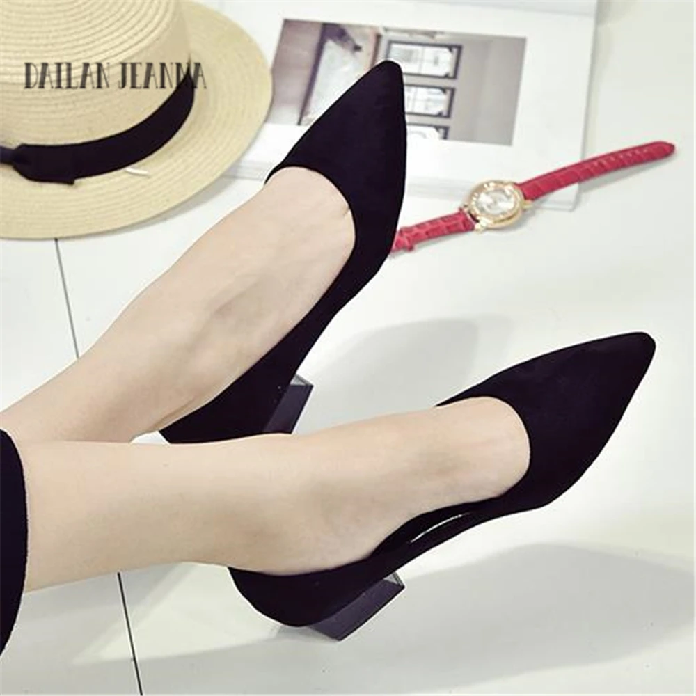 Женская обувь; туфли-лодочки; Рабочая обувь; черный цвет; Профессиональный толстый каблук; Прямые каблуки; тонкие туфли; удобная обувь на низком каблуке 3 см