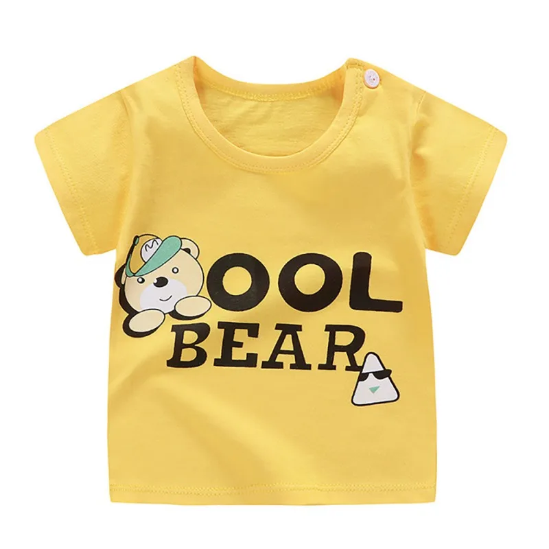 Хлопковая футболка для младенцев; повседневные футболки; футболка для мальчиков; летняя футболка для маленьких мальчиков; Детские футболки с короткими рукавами и рисунком для девочек