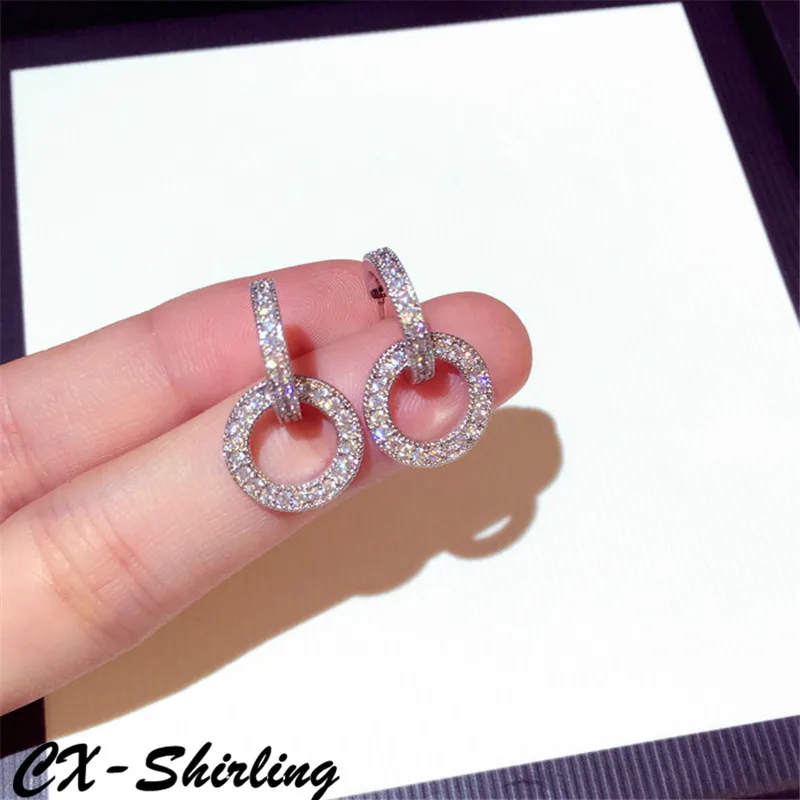 CX-Shirling новые серебряные серьги-гвоздики S925 женские модные серьги со стразами |