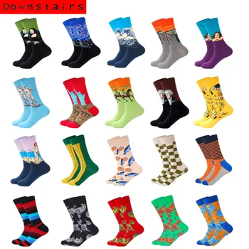 

Abreast of The Times Men Socks 21 Color Mona Lisa Scenery Corn Soft Lovely Pattern Gifts for Men Dress Art Happy Calcetines