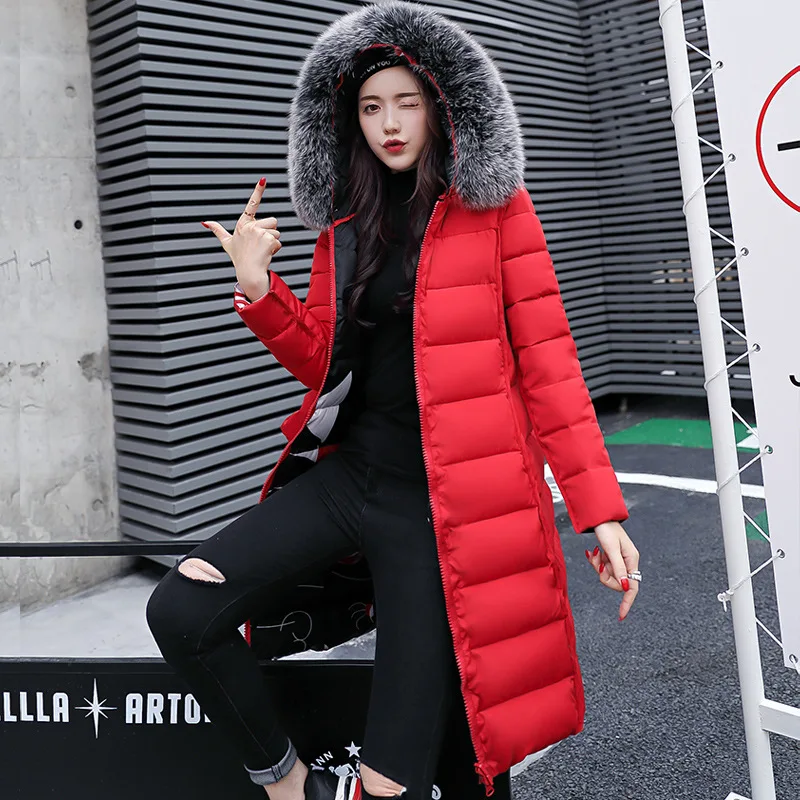 

Luxury new thickened front and back can be worn on both sides of the woman jacket hooded perfect for women's winter coat