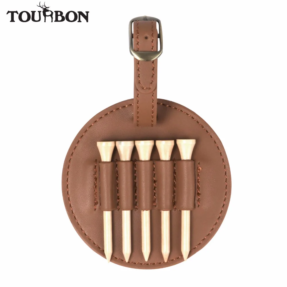 

Tourbon Golf Tee Holder Vintage Genuine Leather Clip Tees Carrier Golf Bag Tag