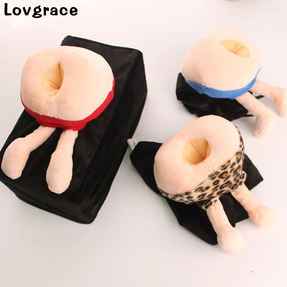 

Lovgrace Hot Sale Creative Flannel Ass Tissue Box High Quality Napkin Tissue Holder Container Napkin Home Car Toilet Decor Gift