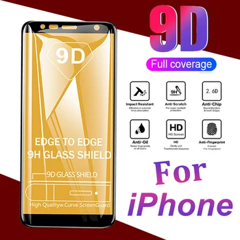 

1000pcs 9D Full Cover Tempered Glass For iPhone 11 Pro Max XS XR X 8 7 6 6S Plus Toughened Film Anti-Scratch Screen Protetcor