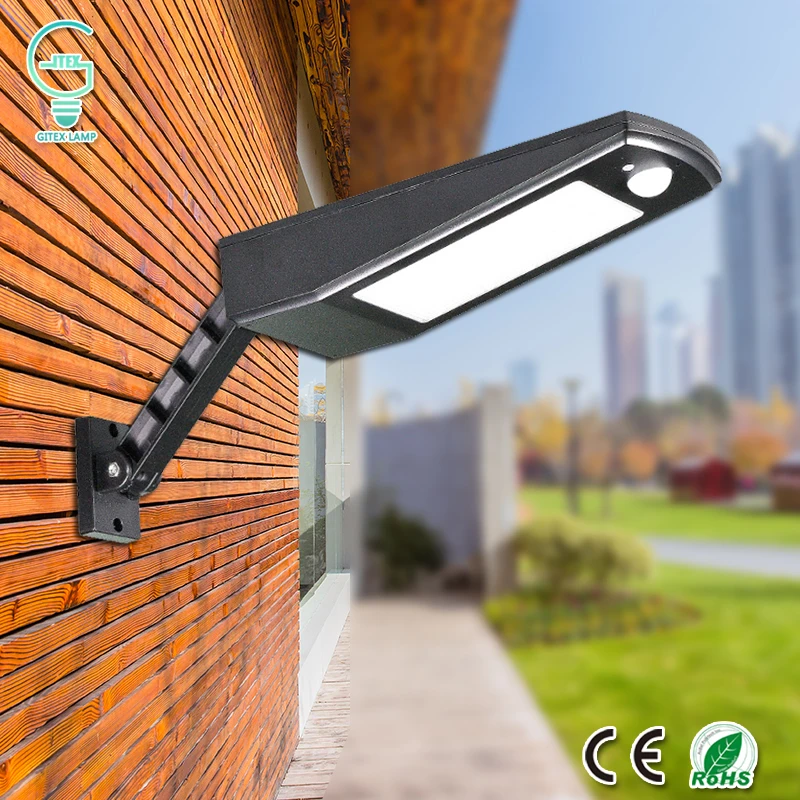 Lâmpada de Parede sem Fio à Prova Dwaterproof Luz para ao ar Água Solar Pir Sensor Movimento Jardim Livre Quintal Gard Iluminação Luz 48 Led