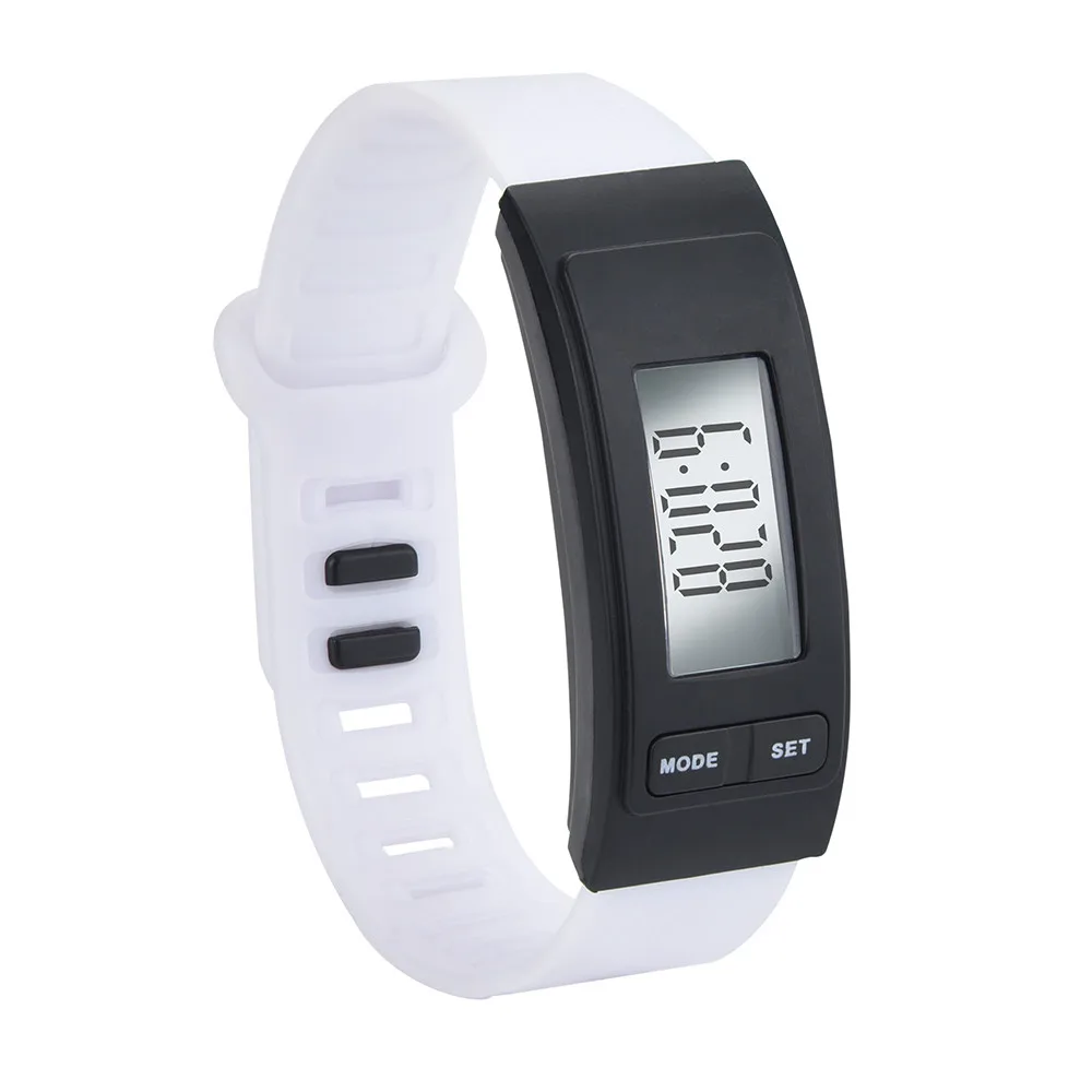 Брендовые Часы для бега, шагового ходьбы, браслет, шагомер, счетчик калорий, цифровой ЖК-дисплей, для ходьбы, спортивные, фитнес-часы, QC7 - Цвет: White