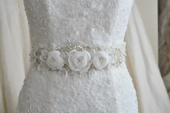 

Flower rhinestone applique Beaded Wedding Applique