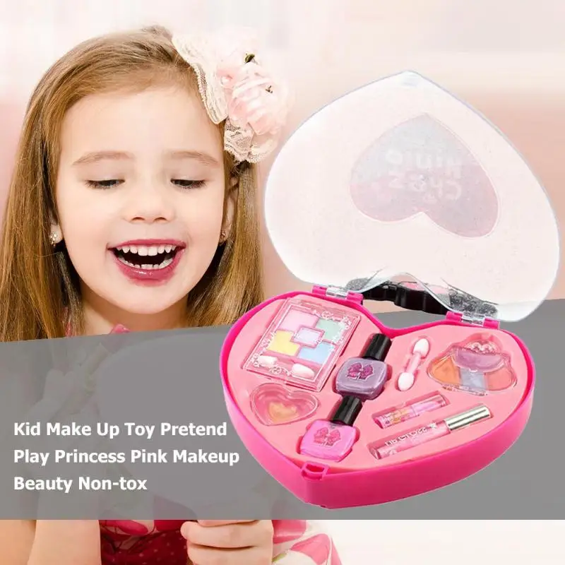 Новые детские ролевые игры Kid игрушки для макияжа для девочек дети составляют игрушки водорастворимые макияж в форме сердца сумки красота