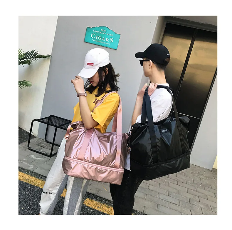 Корейские модные розовые короткие дорожные сумки для путешествий, портативные фитнес-сумки для плавания, йоги, для ночного отдыха, для