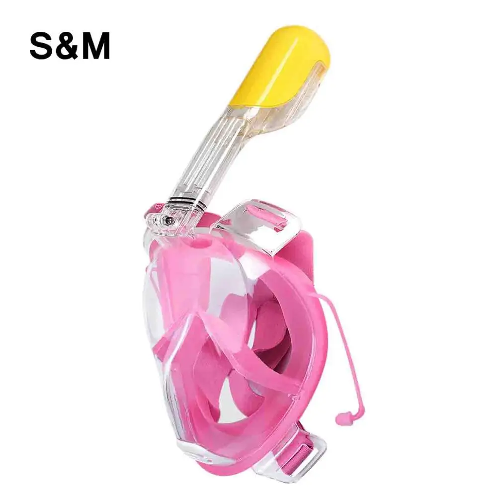 Маски для дайвинга акваланг для подводного плавания водонепроницаемая Спортивная Подводная одежда для плавания с трубкой, незапотевающие маски для дайвинга с полным лицом S/M L/XL 3 цвета - Цвет: pink  S M