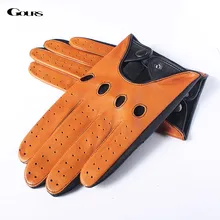 Gours Spring Men s Genuine Leather Gloves High Quality Fashion Black Driving Unlined Goatskin Finger Gloves