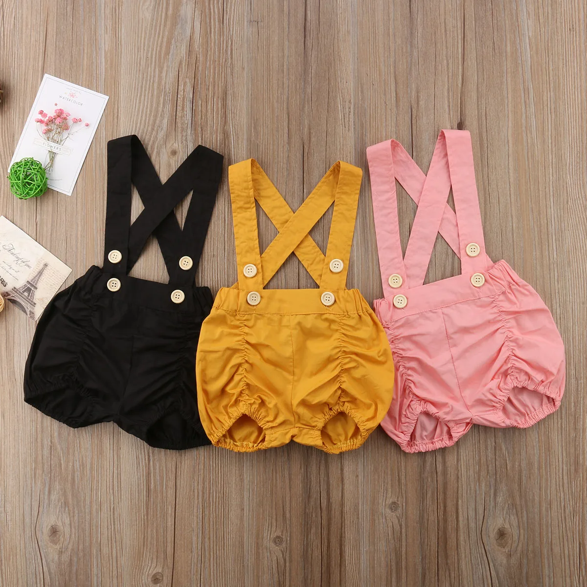 2018 Baby Kids Girls Summer Cotton Overalls Solid Strap Bodysuit