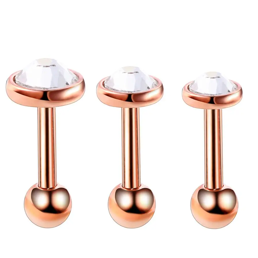 3pcs/lot Steel Crystal Ear Cartilage Helix Bar Ear Stud Piercing 16G Earring Piercings Lobe Cartilage Barbell Sexy Girls Jewelry