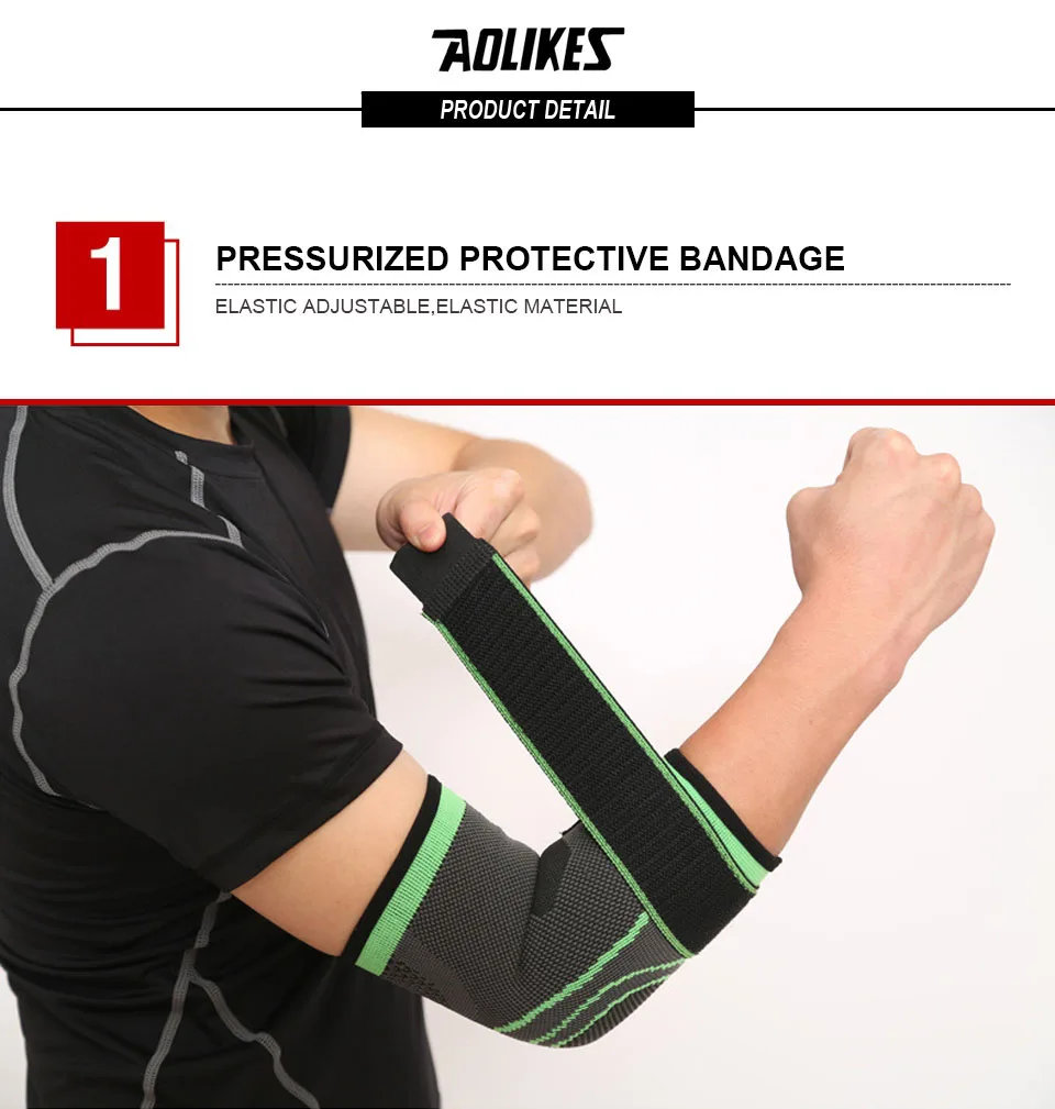 AOLIKES 1 шт. эластичный бандаж для тенниса, поддержка локтя, протектор для баскетбола, бега, волейбола, компрессионный Регулируемый Налокотник